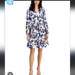 Taylor Long Sleeve Dress in Blue and Yellow Floral